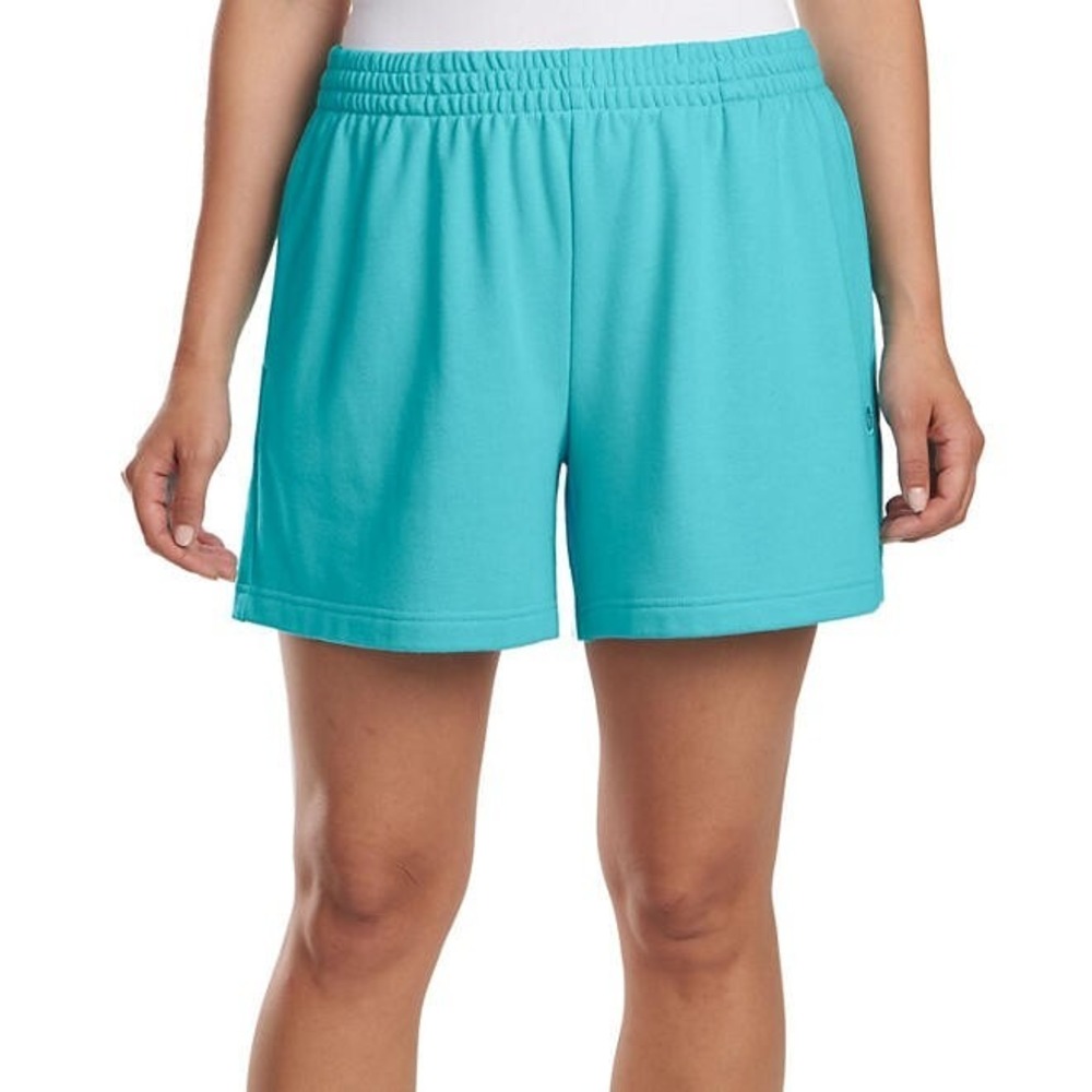 Champion Ladies French Terry Short Size S Aqua Excursion High Waisted Pull On